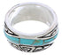 Sterling Silver Southwestern Turquoise Water Wave Ring Size 5-1/4 QX86910
